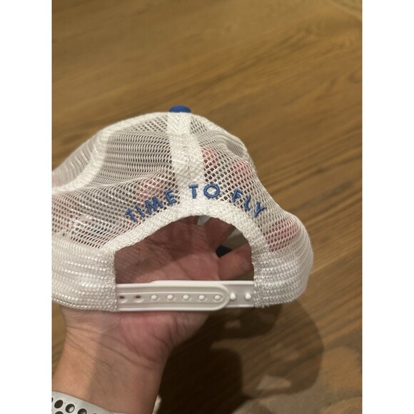 Hoka One One Mesh Trucker Hat Blue/White "Time To Fly" Adjustable Snapback Blue - Picture 3 of 5